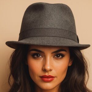 Green 100% Wool Fedora Hat - L/XL